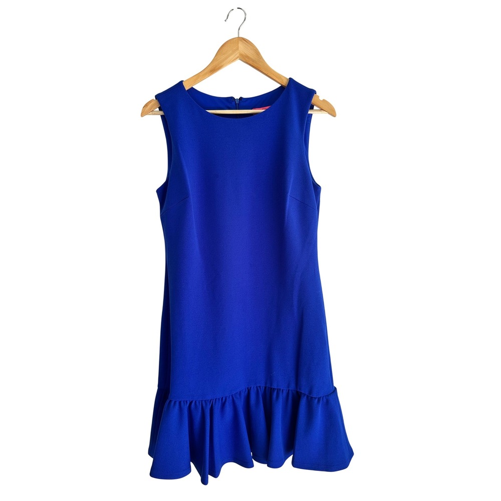 Betsey Johnson Royal Blue Ruffle Hem Sleeveless Shift Mini Dress Size 4